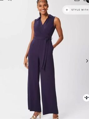 Hobbs London Elisa Tie Front Wide Leg Jumpsuit Women’s 8